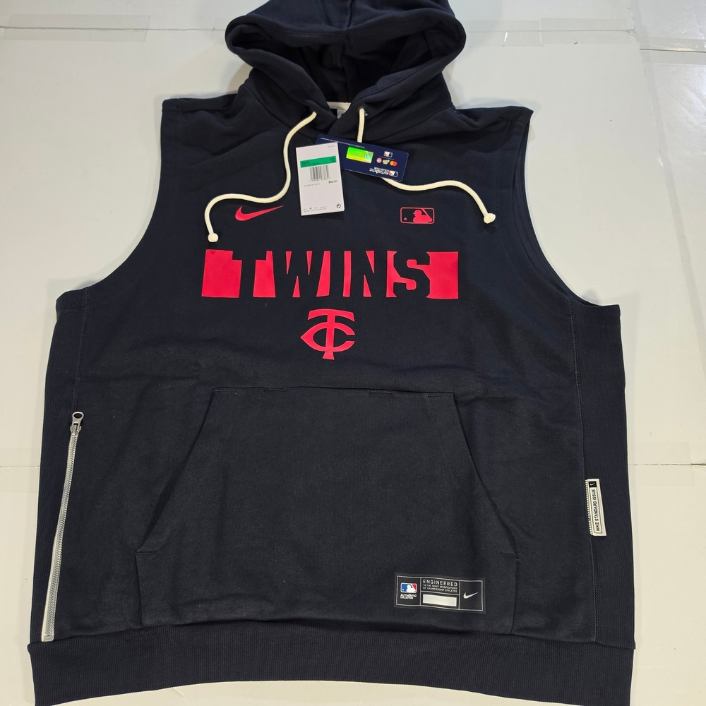 Nike Mens Minnesota Twins MLB Sleeveless Hoodie Navy Blue XL 03B4-4FA-TIS-4T2